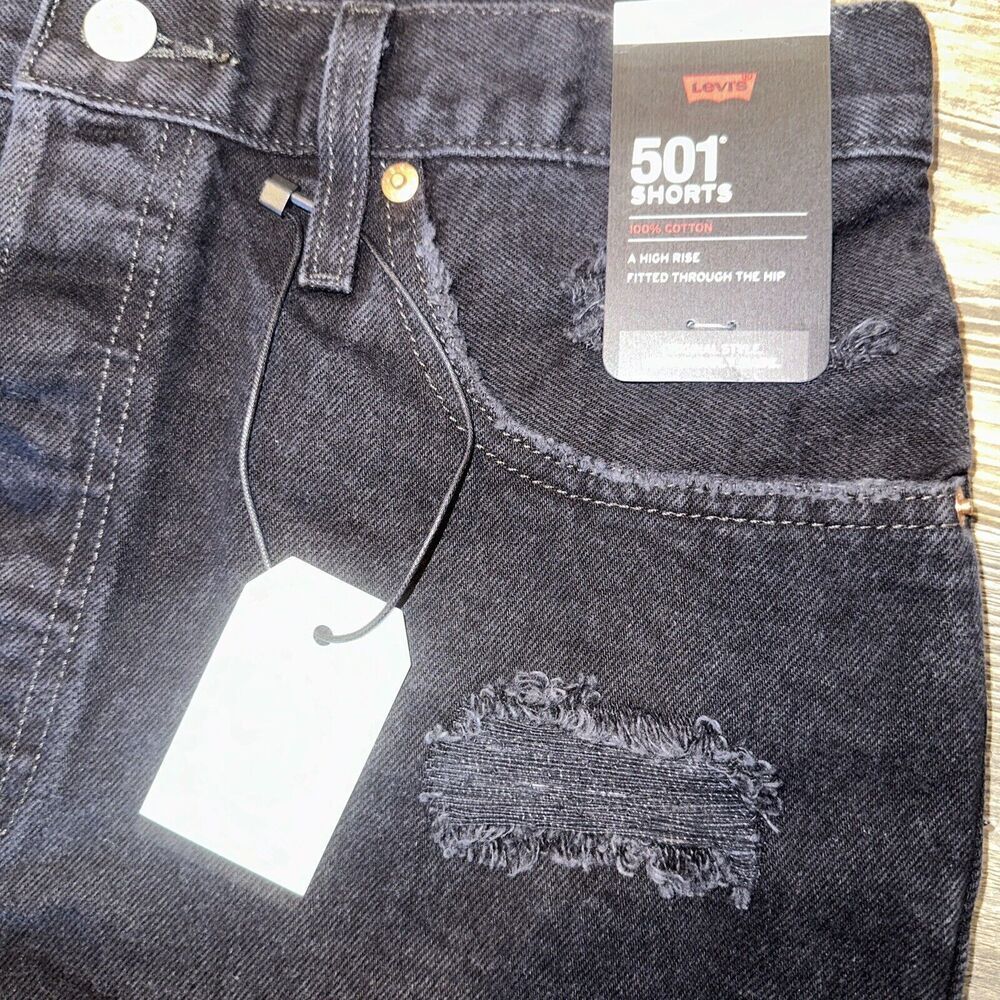 Levi’s 501 High Rise Women’s Denim Jean Shorts Stowaway Black Size 29. NWT. 7/5 - Picture 4 of 7
